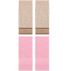 REGALWOVEN 4 Pcs Bathroom Decorative Cotton Soft Absorbent Sold Striped Hand Towel - 1 of 4