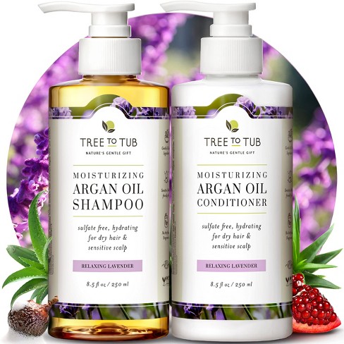 Tree To Tub Hydrating Sulfate Free Shampoo and Conditioner Set for Dry Hair, Dry Scalp Moisturizing Argan Oil Shampoo and Conditioner for Women & Men - image 1 of 4