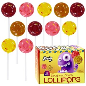 Zeesy Donut Lollipops – 12 Pack of Individually Wrapped Sprinkle Candy – Donut Birthday & Party Favors - 1 of 4