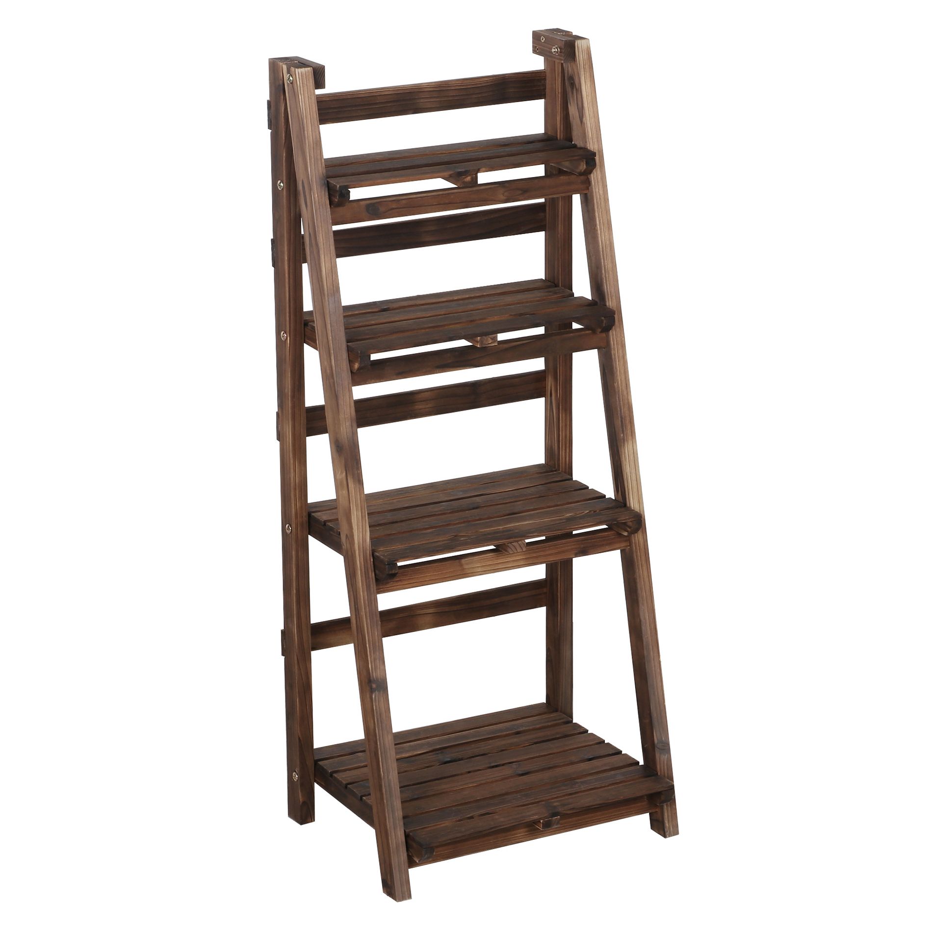 Yaheetech 4 Tier Foldable Wooden Flower Plant Display Stand Shelf Ladder for Indoor/Outdoor