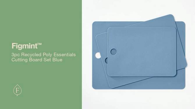 3pc Recycled Poly Essentials Cutting Board Set Blue - Figmint&#8482;, 2 of 6, play video