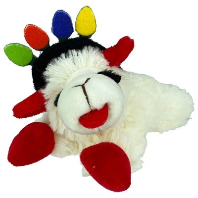 Multipet Lamb Chop Dog Toy with Holiday Lights Headband, Small