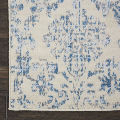 Nourison Jubilant Ivory & Blue Hand-Knotted Spot Rug, 2' x 4'