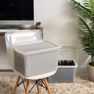 Pearl Stackable Plastic File Box Set with Secure Latching Lid, 4-Pack