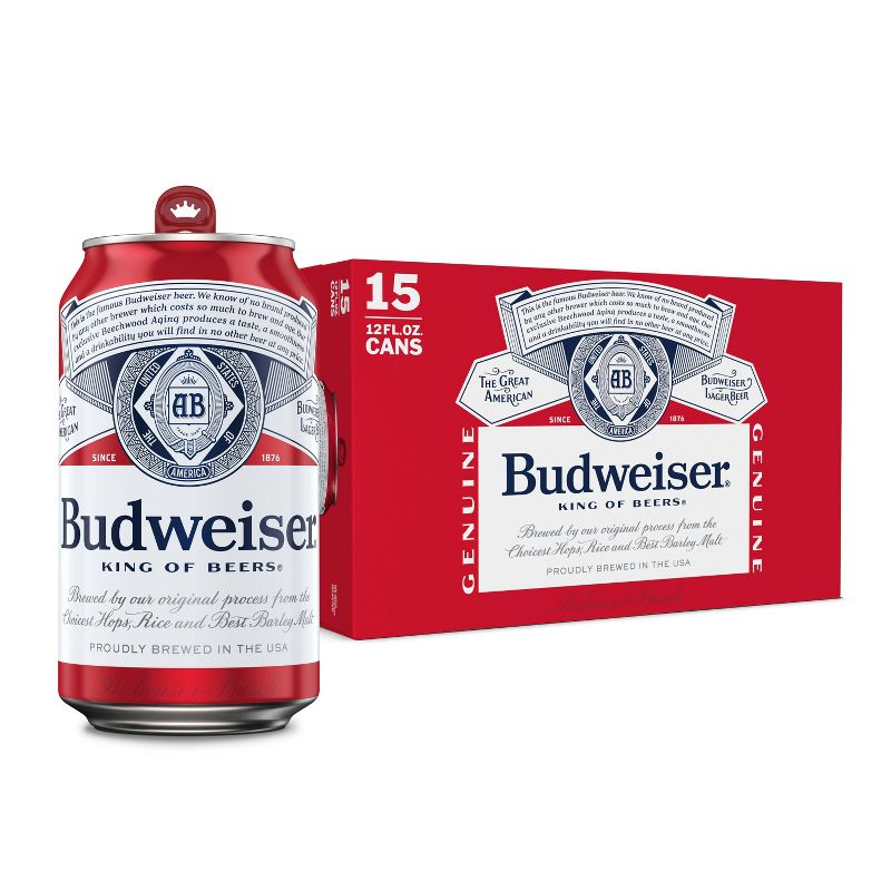 Budweiser Lager Beer - 15pk/12 fl oz Cans, 1 of 12