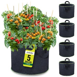 Garnen 5 Packs 5 Gallon Garden Potato Grow Bags, Fabric Grow Bags for Outdoor and Indoor Planters - Black - 1 of 4
