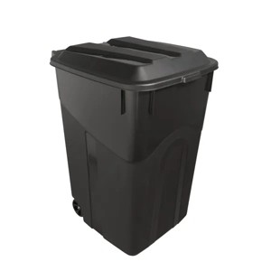 Racxily 45 Gallon Wheeled Heavy Duty Plastic Garbage Can, Attached Lid, Black - 1 of 4