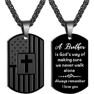 Brother Gift Dog Tag Necklace - Stainless Steel Cross Pendant, Christmas & Birthday Present - 1 of 4
