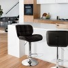 Elama 2 Piece Adjustable Faux Leather Tufted Bar Stool in Black with Chrome Base - 3 of 4