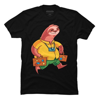 Men's Design By Humans Summer Vacation Traveller Sloth By moredesignsplease T-Shirt