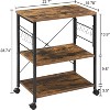Mr IRONSTONE Microwave Cart 23.7'' for Small Space, 3-Tier Microwave Stand Coffee Cart Rolling Kitchen Utility cart on Wheels, Black - 2 of 4