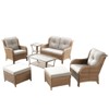 Gymojoy 7 Piece Outdoor Wicker Loveseat Sofa with Patio Chairs with Coffee Table and Ottoman Sets - 2 of 4