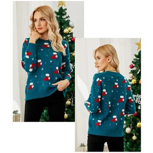 Christmas Sweater for Women Funny Xmas Long Sleeve Knit Pullover Top Cute Santa Tree Reindeer Sweater - 1 of 4