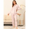 cheibear Women's Satin Soft Button-Down Sleepwear with Pants Lounge Pajama Set - 2 of 4