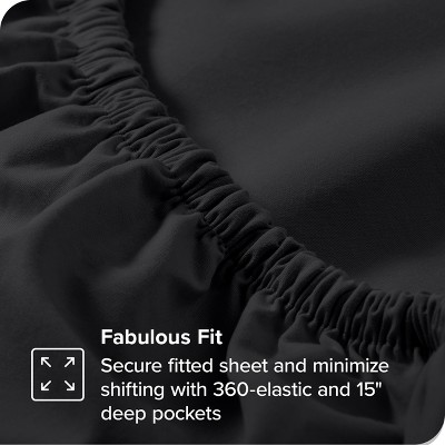 Twin XL Black Organic Cotton Percale Fitted Sheet Set