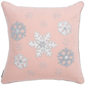 Sunderland Snowflake Pillow - Blush Pink - 18"x18" - Safavieh - 1 of 4