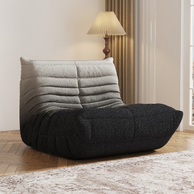 SYFERLORY Soft Beanbag Chair - Memory Foam Floor Sofa for Living Room, Bedroom or Office - Single Seat Lounger with Removable Cover，Black and White