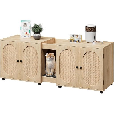 Acekool Dual Cat Litter Cabinet - Hidden Box & Storage Shelf