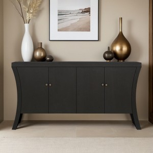 Industrial 4-Door Accent Cabinet with Wooden Arc Legs & Bronze Clasps – Advanced Storage Design, Solid Craftsmanship - Leovsnove - 1 of 4