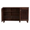 Fernanda Modern and Contemporary 3-Door Wooden Entryway Shoes Storage Wide Cabinet - Oak Brown - Baxton Studio: 10 Fixed Shelves, Hardwood & MDF - 3 of 4