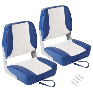 Garvee 2 Pack Boat Seats Low Back, Folding Fishing Boat Chair with Thickened Sponge Padding and Hinge for Sightseeing Boat, Speedboat, Canoe - 1 of 4