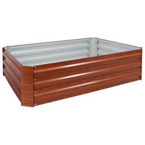 Sunnydaze Raised Corrugated Galvanized Steel Rectangle Garden Bed for Plants, Vegetables, and Flowers - 47" W x 11.75" H - 1 of 4