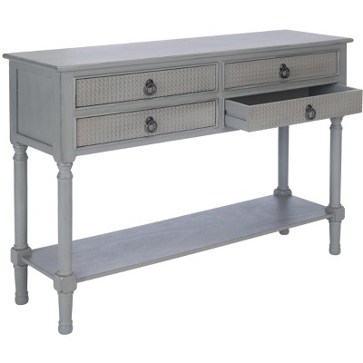 Distressed Gray Pine Wood Console Table with Storage