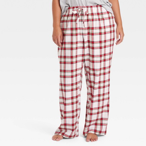 Women s Tartan Flannel Pajama Pants Auden Cream 2x Target