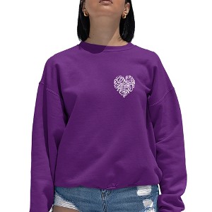 LA Pop Art Cursive Heart - Women's Word Art Crewneck Sweatshirt - 1 of 4
