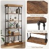 COUCHETA 73 Inch Tall 5-Tier  Industrial Bookcase, Open Storage Shelf, Rustic Vintage Metal Frame - 4 of 4