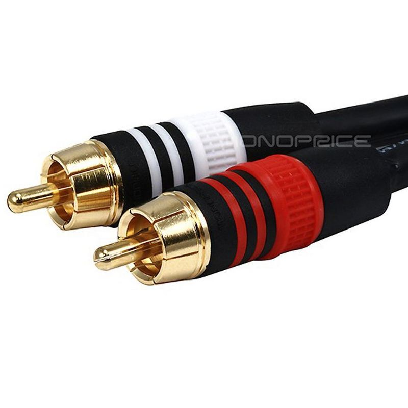 Monoprice Audio Cable - 0.5 Feet - Black | Premium 3.5mm Stereo Female to 2 RCA Male 22AWG, Gold Plated, 2 of 4