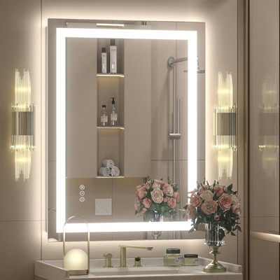 Apmir Super Bright Front & Back LED Lighted Anti-Fog Tempered Glass Bathroom/Vanity Mirror with ETL & 3-Year Warranty