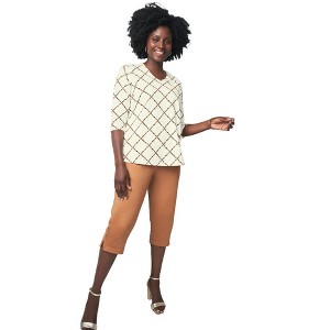 Jessica London Stretch Cotton V-Neck Tee - 1 of 4
