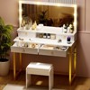 COMHOMA Vanity Desk with Large Mirror, Power Strip, White Dresser for Bedroom - 2 of 4