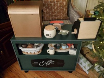 Hbboomlife Coffee Cart Coffee with Industrial Coffee Station with Drawer Farmhouse Coffee Station Table with Doors and Shelves Small Coffee Tea Cart