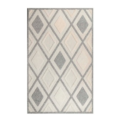 Modern Geometric Diamond Lattice Indoor Outdoor Area Rug by Blue Nile Mills