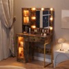 Vanity Desk with Mirror and Lights, Makeup Dressing Table w/Adjustable Bulbs, Sturdy MDF Top & Metal Leg, Smart Storage Drawers & Cabinets for Bedroom - 3 of 4