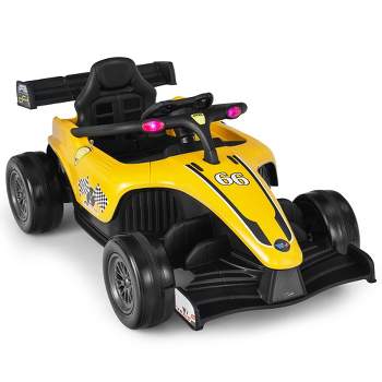 Costway 12V Kids Ride on Car Electric Racing Truck Remote Control w/ MP3 & Lights Yellow\Pink\Red