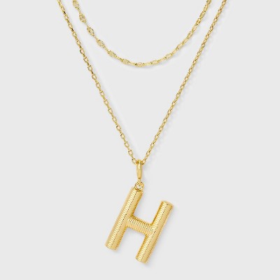 14K Gold Dipped Cubic Zirconia Duo Initial Multi-Strand Necklace - A New Day™ Gold