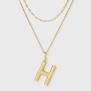 14K Gold Dipped Cubic Zirconia Duo Initial Multi-Strand Necklace - A New Day™ Gold - 1 of 4