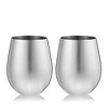 Viski Silver Wine Glasses, Stemless Wine Glass Set, Stainless Steel with Copper Finish, 18 Ounces, Set of 2, Silver - 3 of 4