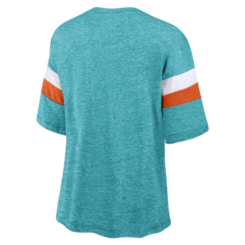 NFL Miami Dolphins Women&#39;s Weak Side Blitz Marled Left Chest Short Sleeve T-Shirt, 3 of 4