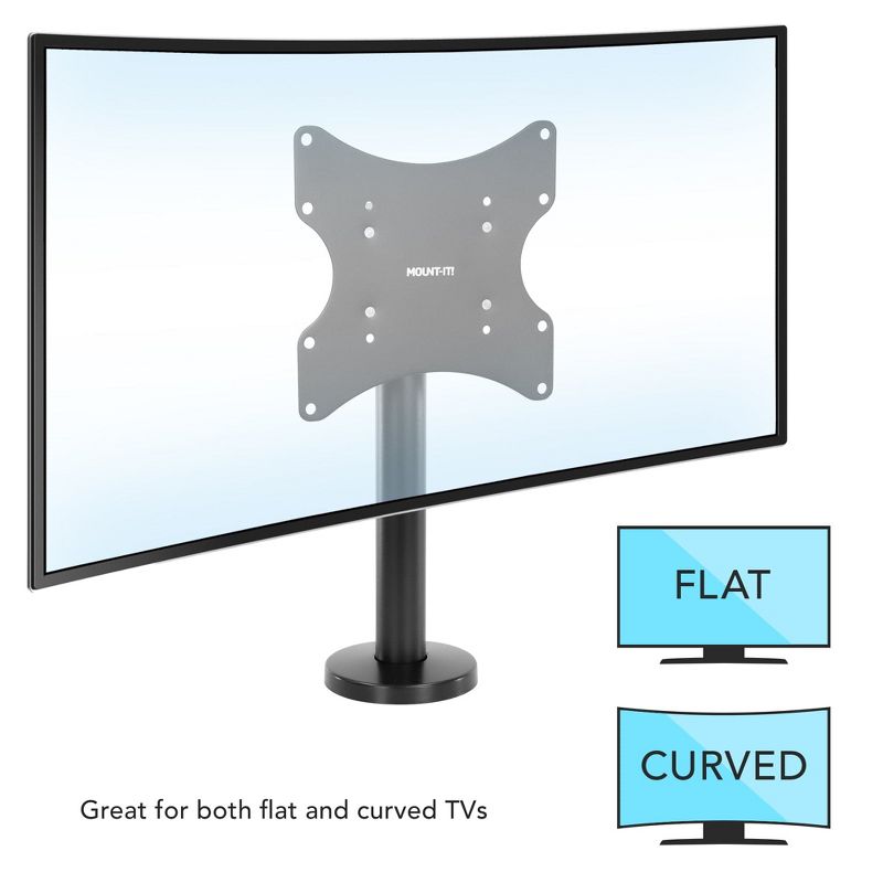 Mount-It! Flat Screen TV Bolt Down Stand for Desk, Desktop, and Tabletop Fits 23" - 43" Screens, Swivel Tabletop Mount, VESA Mount up to 200 x 200 mm, 5 of 9