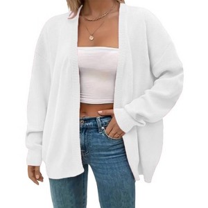 Women's Plus Size Open Front Knit Cardigan Casual Coatigan Sweater Lady Jacket Coat  Winter Outerwear - 1 of 2
