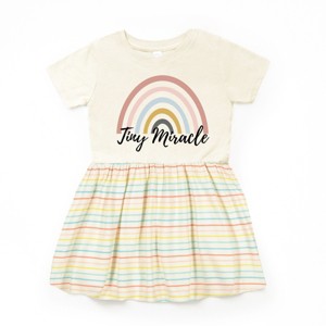 The Juniper Shop Tiny Miracle Rainbow Infant Dress - 12M - Natural Stripe - 1 of 4