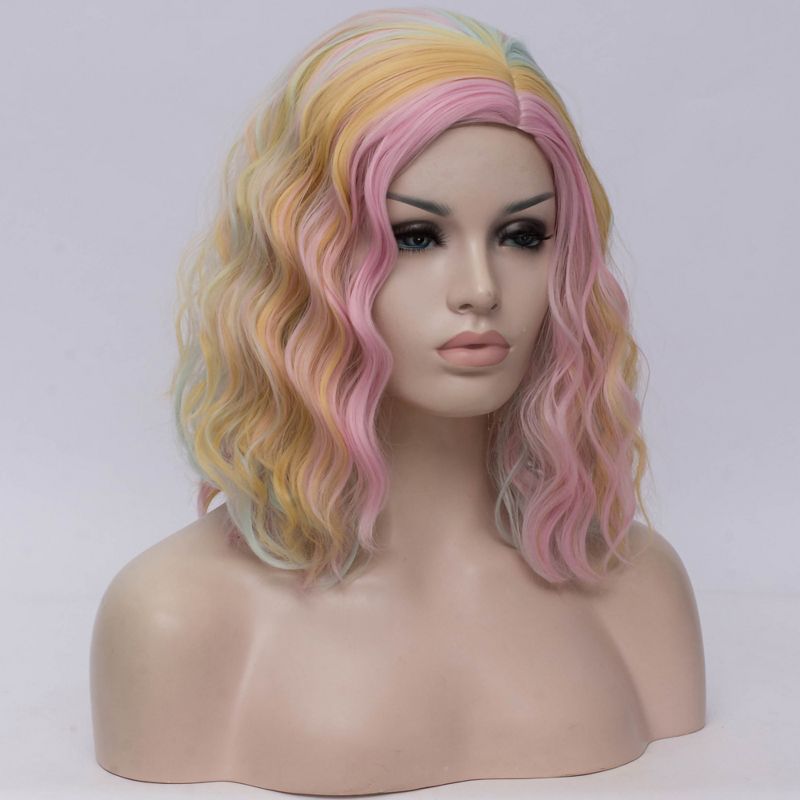 Unique Bargains Curly Wig Human Hair Wigs for Women 14" with Wig Cap Shoulder Length Wig, 4 of 7