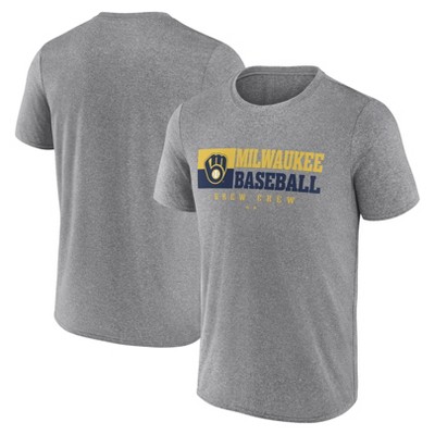 MLB Milwaukee Brewers Men's Gray Short Sleeve T-Shirt