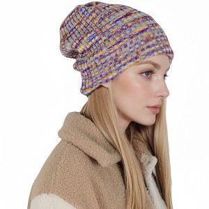 Anna-Kaci Winter Slouchy Beanie Hat Colorful Stretchy Knit Long Baggy Slouch Skull Cap for Women- Purple - 1 of 4
