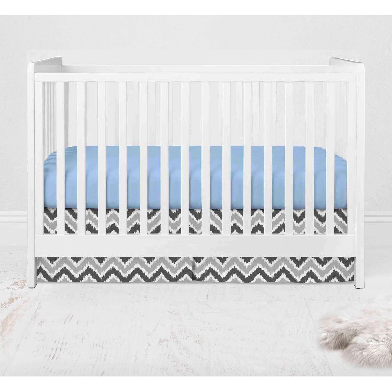 Bacati - Ikat Zebra Blue Grey 4 pc Crib Set with 2 Muslin Swaddle Blankets, 3 of 7