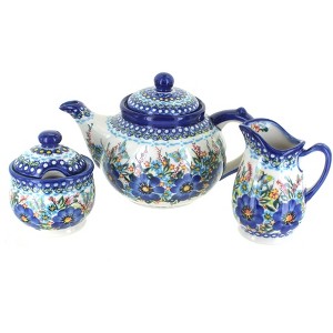 Blue Rose Polish Pottery 1700 Vena 3 Piece Tea Set - 1 of 1
